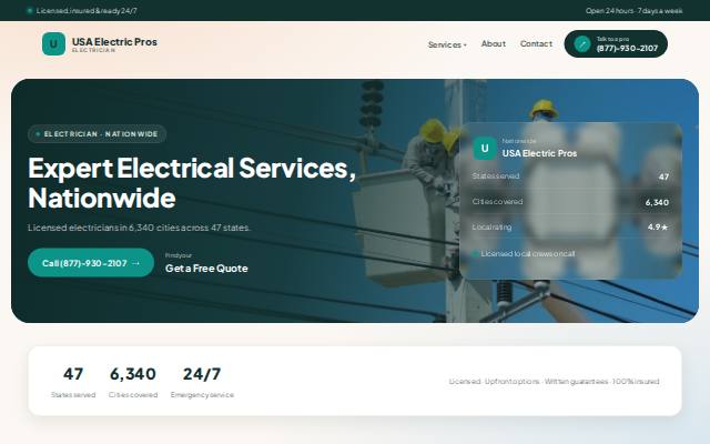 Homepage of usaelectric.pro
