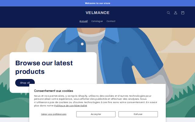 Homepage of velmance.com
