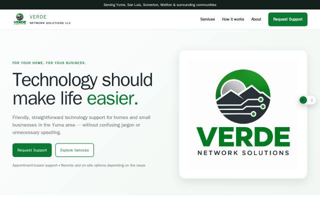Homepage of verdenetworksolutions.com