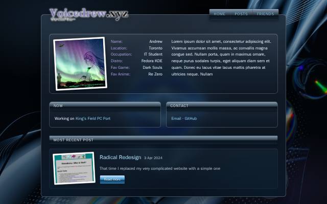 Homepage of voicedrew.xyz