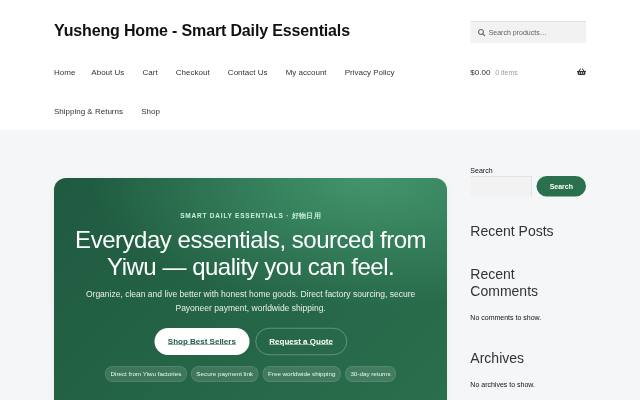 Homepage of yusheng-home.com